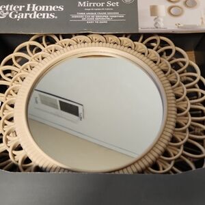 BNIB Better Homes And Gardens Faux Rattan Mirror Set Of 3